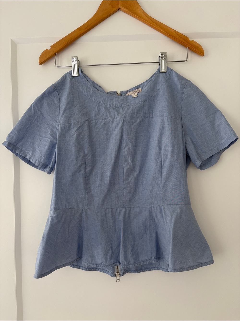 GAP Light Blue Peplum Short Sleeve Blouse